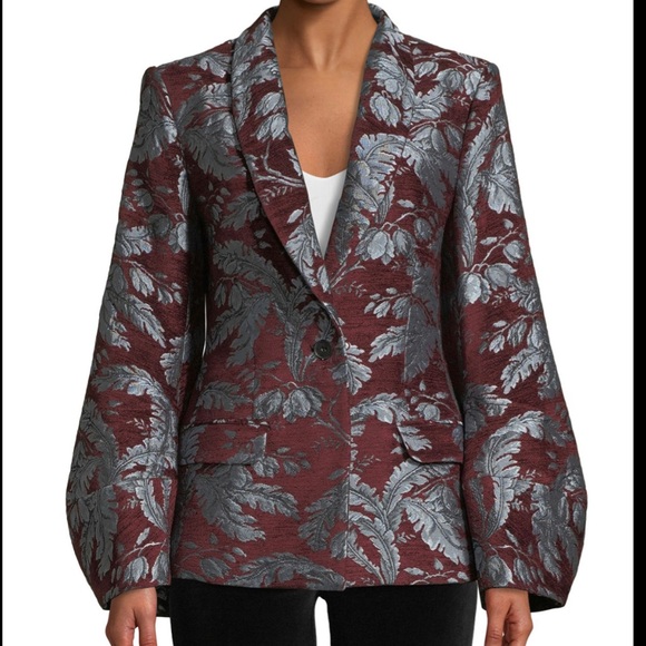 Courtney Jacquard Single-Button Jacket w/ Fox Fur Collar - Picture 5 of 7